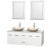 Centra 60 In. Double Vanity in White with White Carrera Top with Ivory Sinks and 24 In. Mirrors