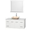 Centra 48 In. Single Vanity in White with Solid SurfaceTop with Ivory Sink and 36 In. Mirror