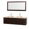 Centra 80 In. Double Vanity in Espresso with Ivory Marble Top with Bone Porcelain Sinks and 70 In. Mirror