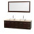 Centra 80 In. Double Vanity in Espresso with Ivory Marble Top with White Porcelain Sinks and 70 In. Mirror