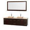 Centra 80 In. Double Vanity in Espresso with Ivory Marble Top with Ivory Sinks and 70 In. Mirror