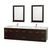 Centra 80 In. Double Vanity in Espresso with White Carrera Top with Square Sink and 24 In. Mirror