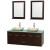 Centra 60 In. Double Vanity in Espresso with Green Glass Top with Ivory Sinks and 24 In. Mirrors