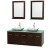 Centra 60 In. Double Vanity in Espresso with Green Glass Top with White Carrera Sinks and 24 In. Mirrors