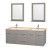 Centra 60 In. Double Vanity in Gray Oak with Ivory Marble Top with Square Sink and 24 In. Mirror