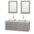 Centra 60 In. Double Vanity in Gray Oak, Solid SurfaceTop, White Porcelain Sinks and 24 In. Mirrors