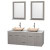 Centra 60 In. Double Vanity in Gray Oak with Solid SurfaceTop with Ivory Sinks and 24 In. Mirrors