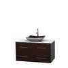 Centra 42 In. Single Vanity in Espresso with White Carrera Top with Black Granite Sink and No Mirror