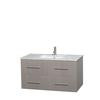 Centra 42 In. Single Vanity in Gray Oak with White Carrera Top with Square Sink and No Mirror