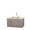 Centra 42 In. Single Vanity in Gray Oak with Ivory Marble Top with White Porcelain Sink and No Mirror