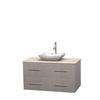 Centra 42 In. Single Vanity in Gray Oak with Ivory Marble Top with White Carrera Sink and No Mirror