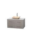 Centra 42 In. Single Vanity in Gray Oak with Solid SurfaceTop with Ivory Sink and No Mirror