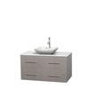 Centra 42 In. Single Vanity in Gray Oak with Solid SurfaceTop with White Carrera Sink and No Mirror