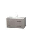 Centra 42 In. Single Vanity in Gray Oak with Solid SurfaceTop with Square Sink and No Mirror