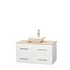 Centra 42 In. Single Vanity in White with Ivory Marble Top with Bone Porcelain Sink and No Mirror