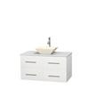 Centra 42 In. Single Vanity in White with Solid SurfaceTop with Bone Porcelain Sink and No Mirror