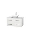 Centra 42 In. Single Vanity in White with Solid SurfaceTop with White Porcelain Sink and No Mirror