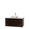 Centra 48 In. Single Vanity in Espresso with White Carrera Top with Bone Porcelain Sink and No Mirror