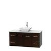 Centra 48 In. Single Vanity in Espresso with White Carrera Top with White Porcelain Sink and No Mirror