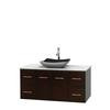 Centra 48 In. Single Vanity in Espresso with White Carrera Top with Black Granite Sink and No Mirror