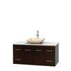 Centra 48 In. Single Vanity in Espresso with White Carrera Top with Ivory Sink and No Mirror