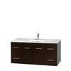 Centra 48 In. Single Vanity in Espresso with White Carrera Top with Square Sink and No Mirror