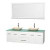 Centra 72 In. Double Vanity in White with Green Glass Top with Ivory Sinks and 70 In. Mirror