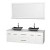 Centra 72 In. Double Vanity in White with Solid SurfaceTop with Black Granite Sinks and 70 In. Mirror
