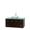 Centra 48 In. Single Vanity in Espresso with Green Glass Top with White Porcelain Sink and No Mirror