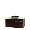 Centra 48 In. Single Vanity in Espresso with Ivory Marble Top with Black Granite Sink and No Mirror