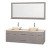 Centra 72 In. Double Vanity in Gray Oak with Ivory Marble Top with Bone Porcelain Sinks and 70 In. Mirror
