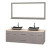 Centra 72 In. Double Vanity in Gray Oak with Ivory Marble Top with Black Granite Sinks and 70 In. Mirror