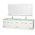 Centra 80 In. Double Vanity in White with Green Glass Top with Square Sink and 70 In. Mirror