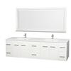 Centra 80 In. Double Vanity in White with Solid SurfaceTop with Square Sink and 70 In. Mirror