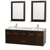 Centra 60 In. Double Vanity in Espresso with White Carrera Top with Square Sink and 24 In. Mirror