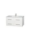 Centra 42 In. Single Vanity in White with White Carrera Top with Square Sink and No Mirror
