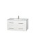 Centra 42 In. Single Vanity in White with White Carrera Top with Square Sink and No Mirror