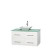 Centra 42 In. Single Vanity in White with Green Glass Top with White Porcelain Sink and No Mirror