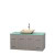 Centra 48 In. Single Vanity in Gray Oak with Green Glass Top with Ivory Sink and No Mirror