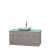 Centra 48 In. Single Vanity in Gray Oak with Green Glass Top with White Carrera Sink and No Mirror