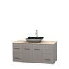 Centra 48 In. Single Vanity in Gray Oak with Ivory Marble Top with Black Granite Sink and No Mirror