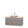 Centra 48 In. Single Vanity in Gray Oak with Ivory Marble Top with Ivory Sink and No Mirror