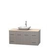 Centra 48 In. Single Vanity in Gray Oak with Ivory Marble Top with White Carrera Sink and No Mirror