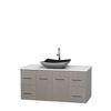 Centra 48 In. Single Vanity in Gray Oak with Solid SurfaceTop with Black Granite Sink and No Mirror