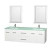 Centra 72 In. Double Vanity in White with Green Glass Top with Square Sink and 24 In. Mirror