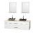 Centra 72 In. Double Vanity in White with Ivory Marble Top with Black Granite Sinks and 24 In. Mirrors