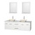 Centra 72 In. Double Vanity in White with Solid SurfaceTop with Bone Porcelain Sinks and 24 In. Mirrors
