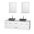 Centra 72 In. Double Vanity in White with Solid SurfaceTop with Black Granite Sinks and 24 In. Mirrors