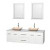 Centra 72 In. Double Vanity in White with Solid SurfaceTop with Ivory Sinks and 24 In. Mirrors