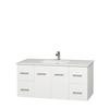 Centra 48 In. Single Vanity in White with Solid SurfaceTop with Square Sink and No Mirror